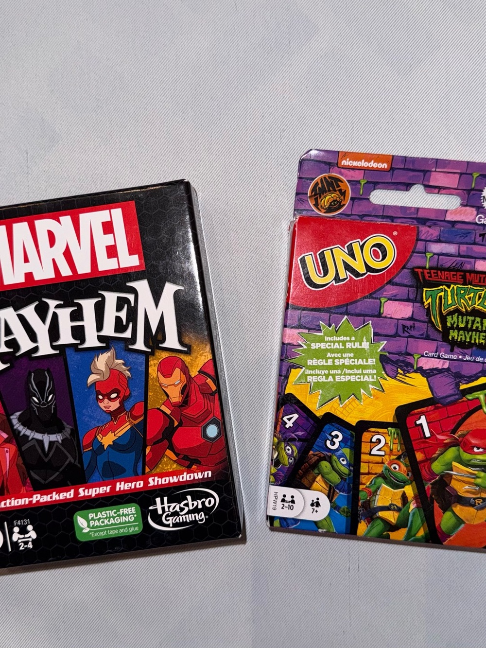 Hasbro UNO Teenage Mutant Ninja Turtles & Marvel Mayhem Family Card Games, NEW